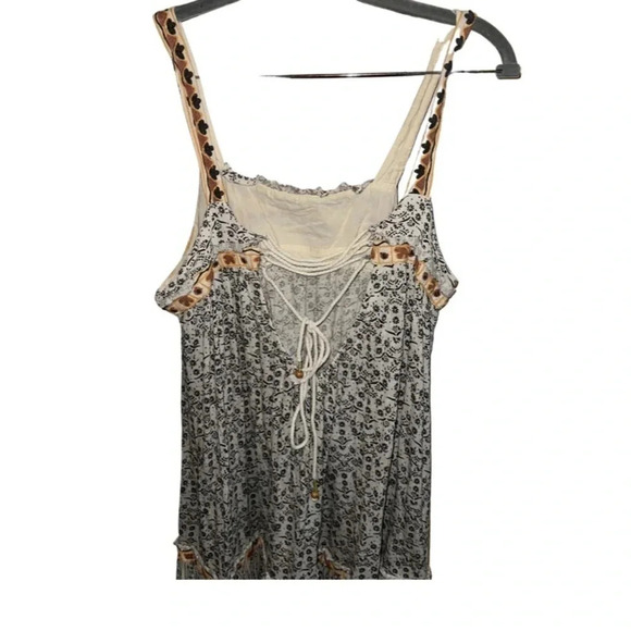 Free People Boarderline Tank Dress Linen Blend Ivory Size Medium - Picture 10 of 11